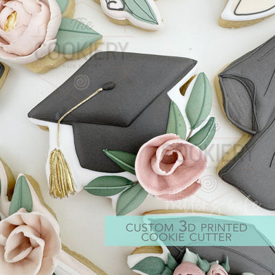 Floral Graduation Hat Cookie Cutter - Graduation Cutter - 3D Printed Cookie Cutter - TCK52153