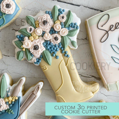Boots with Flowers Cookie Cutter - Gardening  Cookie Cutter -   Spring Cookie Cutter - 3D Printed Cookie Cutter - TCK85179