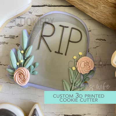 Floral Tombstone Cookie Cutter - Halloween - Cookie Cutter -  3D Printed Cookie Cutter - TCK88243