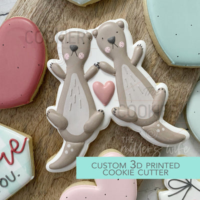 I Otterly Adore You Cookie Cutter- Valentine's Day Cookie Cutter -  3D Printed Cutter - TCK88321