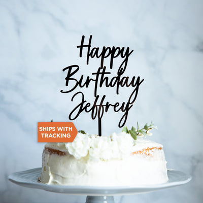Happy Birthday Custom Name Birthday Cake Topper | Personalized Cake Topper, Wood Acrylic Cake Topper, Custom Topper,Birthday Decor, Birthday