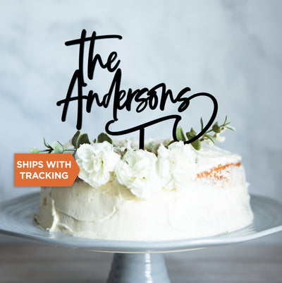 Custom Last Name Wedding Cake Topper | Mr and Mrs Personalized Cake Topper, Wood Acrylic Cake Topper, Custom Couple's Name, Wedding Decor
