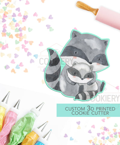 Mama Raccoon and Baby Raccoon Cookie Cutter -  Mother's Day Cookie Cutter - 3D Printed Cookie Cutter - TCK19130