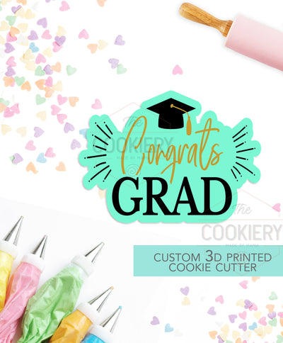 Congrats Grad - GRaduation Cutter, Back to School Cutter - Stencil and Cutter - 3D Printed Cookie Cutter - TCK52137