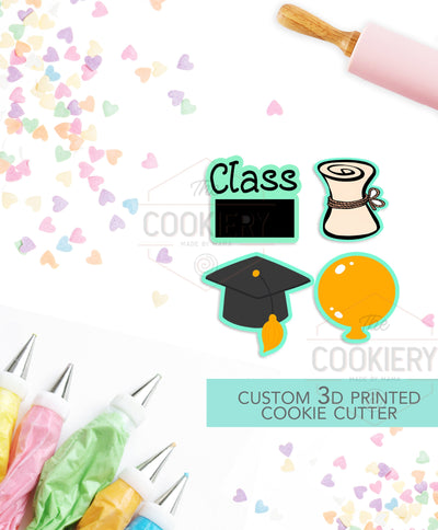 Mini School Graduation Set - Mini Graduation Cutters - 3D Printed Cookie Cutter - TCK52140 - Set of 4