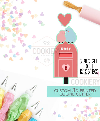 Love Birds on a mailbox Cookie Cutter - Valentine's Day Cookie Cutter - 3D Printed Cookie Cutter - TCK47170 - 3pc set