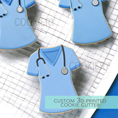 Nurse Scrub Cookie Cutter, Nurse Appreciation Cookie Cutter - 3D Printed Cookie Cutter - TCK64123