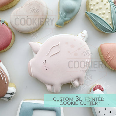 Pig Cookie Cutter - Farm Harvest Market Theme - 3D Printed Cookie Cutter - TCK42122