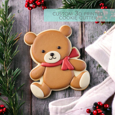 Teddy Bear with Bow Cookie cutter - Christmas Cookie Cutter - Winter Cutter - 3D Printed Cookie Cutter - TCK84203