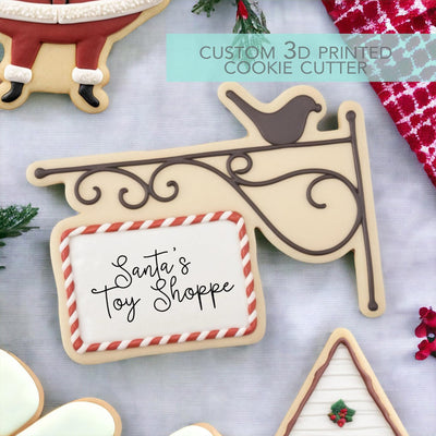 Santa's Toy Shoppe Old Fashioned sign - Christmas Cookie Cutter - Winter Cutter - 3D Printed Cookie Cutter - TCK84201