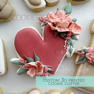 Floral Heart Cookie Cutter- Valentine's Day Cookie Cutter - 3D Printed Cutter - TCK47194