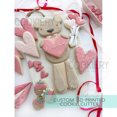 Teddy Bear Set Cutter- Valentine's Day Cookie Cutter - 2 piece cutter set - 3D Printed Cutter - TCK24132