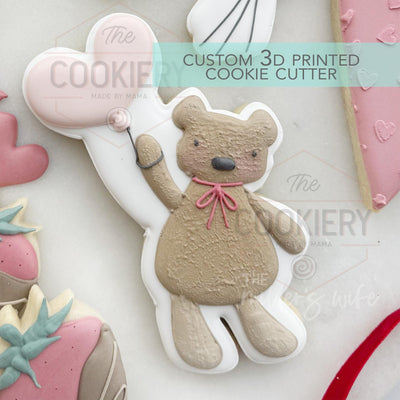 Teddy Bear with Balloon Cookie Cutter- Valentine's Day Cookie Cutter - 3D Printed Cutter - TCK47197