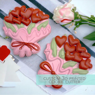 Heart Bouquet Cookie Cutter - Valentine's Day Cookie Cutter - 3D Printed Cookie Cutter - TCK47182