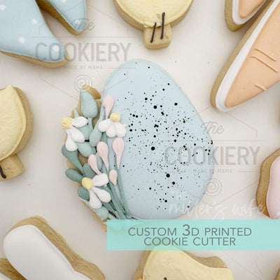 Egg with Flowers Cookie Cutter - Easter Cookie Cutter - 3D Printed Cookie Cutter - TCK12158