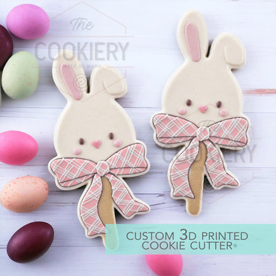 Bunny Lollipop with bow Cookie cutter - Easter Cookie Cutter - 3D Printed Cookie Cutter - TCK13217