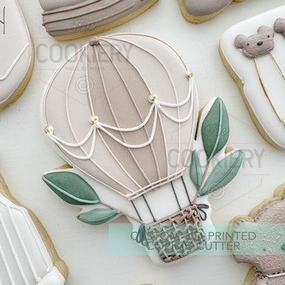 Hot Air Balloon with Greenery Cookie Cutter - Baby Bear Cookie, Baby Shower Cookie - 3D Printed Cookie Cutter - TCK32171