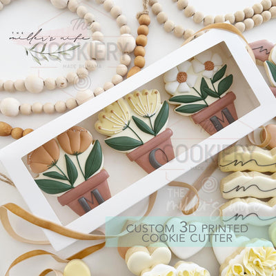 Potted Flowers Set - 3 PC Set - Mother's Day Cookie Cutters - Mother's Day Platter Set - 3D Printed Cookie Cutter - TCK24142