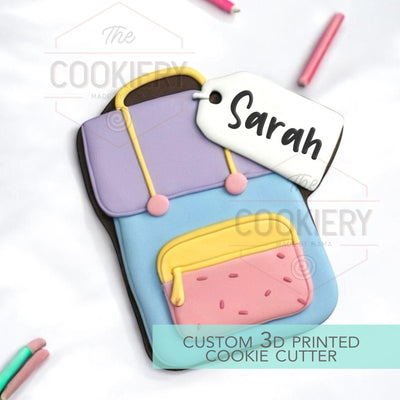 Backpack with Tag Cookie Cutter - Graduation, Back to School - 3D Printed Cookie Cutter - TCK52159