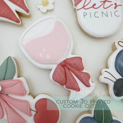 Wine Glass with Bow Cookie Cutter - Summer Strawberry Cookie Cutter - 3D Printed Cookie Cutter - TCK29164