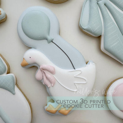 Silly Goose Sitting with Bow - Goose Birthday Cookie Cutter - 3D Printed Cookie Cutter - TCK34212