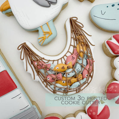 Fish Net cookie Cutter - Nautical Beach Cookie Cutter - 3D Printed Cookie Cutter - TCK29144