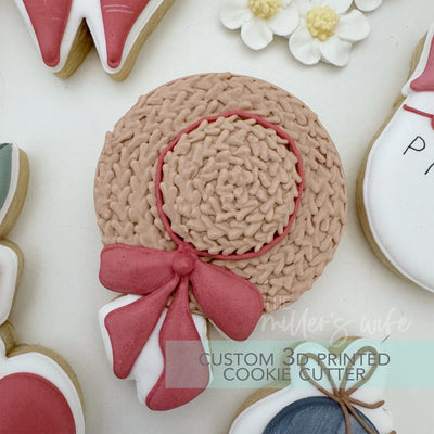 Summer Hat with Bow Cookie Cutter - Summer Strawberry Cookie Cutter - 3D Printed Cookie Cutter - TCK29161