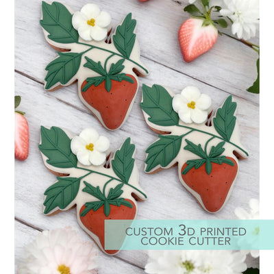 Strawberry floral cluster Cookie Cutter - Strawberry Tea Party Cookie Cutter - Cookie Cutter - 3D Printed Cookie Cutter - TCK25135