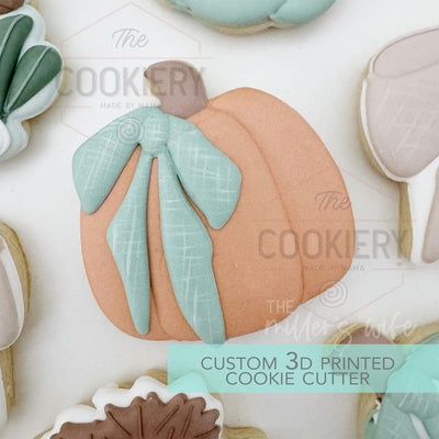 Round Pumpkin with Bow Cookie Cutter - Fall Autumn Cookie Cutter - 3D Printed Cookie Cutter - TCK63186