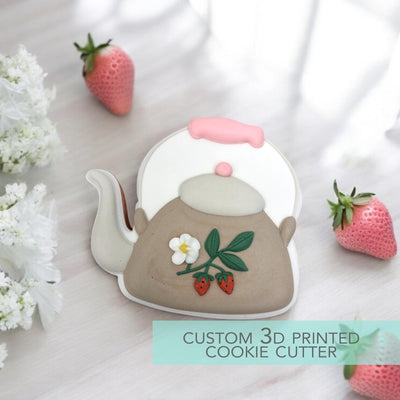 Teapot with Handle Cookie Cutter - Strawberry Tea Party Cookie Cutter - Cookie Cutter - 3D Printed Cookie Cutter - TCK25131