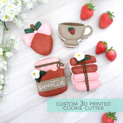 Strawberry Tea Party Mini Set Cookie Cutter - 3D Printed Cookie Cutter - TCK25136 - Set of 4
