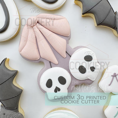 Skulls with Bow Cookie Cutter - Halloween l Cookie Cutter - 3D Printed Cookie Cutter - TCK63194