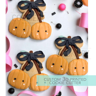 Pumpkins with Bow Cherry Cookie Cutter - Halloween Cookie Cutter - 3D Printed Cookie Cutter - TCK63217