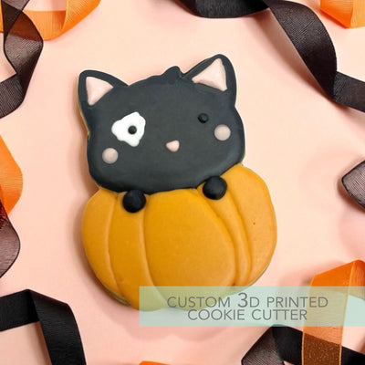 Cat and Pumpkin Cookie Cutter - Halloween Cookie Cutter - 3D Printed Cookie Cutter - TCK63206