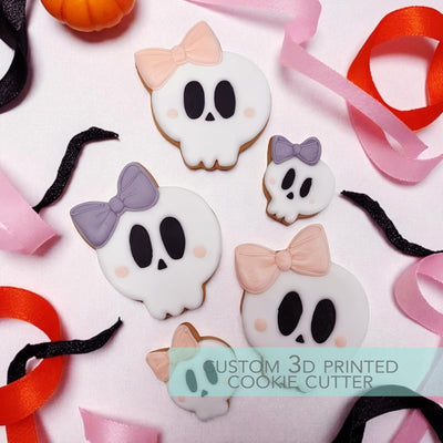 Skull with Bow Cookie Cutter - Halloween Cookie Cutter - 3D Printed Cookie Cutter - TCK63214