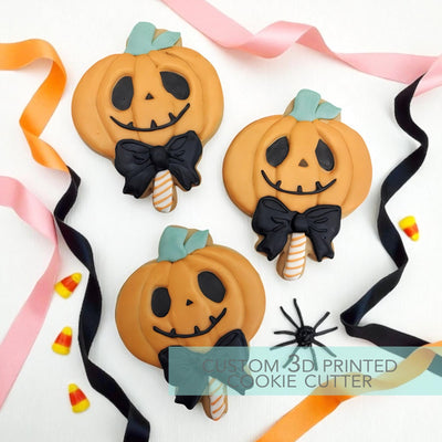 Pumpkin Lollipop with Bow Cookie Cutter - Halloween l Cookie Cutter - 3D Printed Cookie Cutter - TCK63204