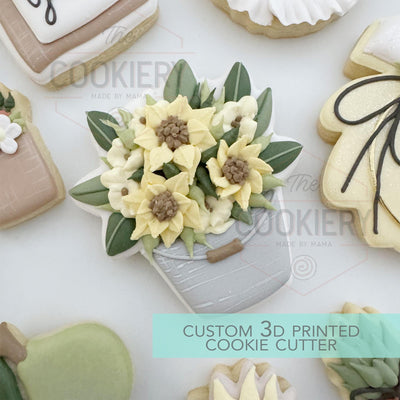 Sunflower bucket Cookie Cutter - She's off the Market Theme - 3D Printed Cookie Cutter - TCK26144