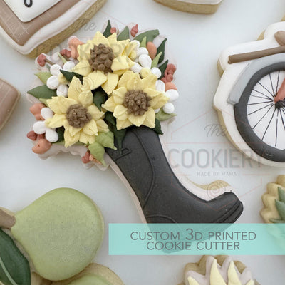 Floral Boot Cookie Cutter - She's off the Market - Rustic - 3D Printed Cookie Cutter - TCK26140