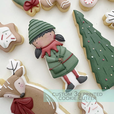 Christmas Girl Elf with Pigtails Cookie Cutter - Winter Christmas Cookie Cutter - 3D Printed Cookie Cutter - TCK87274