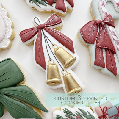 Hanging Bells with Bow Cookie Cutter - Winter Christmas Cookie Cutter - 3D Printed Cookie Cutter - TCK87293