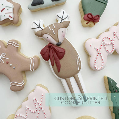 Reindeer with Bow Cookie Cutter - Winter Christmas Cookie Cutter - 3D Printed Cookie Cutter - TCK87282