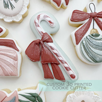 Candy Cane with Bow Cookie Cutter - Winter Christmas Cookie Cutter - 3D Printed Cookie Cutter - TCK87268