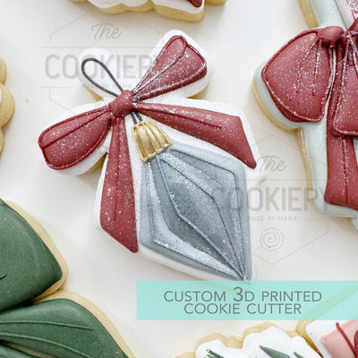 Diamond Christmas Ornament with Bow Cookie Cutter - Winter Christmas Cookie Cutter - 3D Printed Cookie Cutter - TCK87288