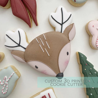 Reindeer Head Cookie Cutter - Winter Christmas Cookie Cutter - 3D Printed Cookie Cutter - TCK87297