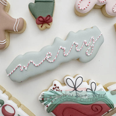 Merry Lettering Cookie Cutter - Winter Christmas Cookie Cutter - 3D Printed Cookie Cutter - TCK87270