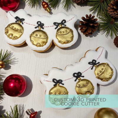 Sleigh Bell Banner Cookie Cutter - Winter Christmas Cookie Cutter - 3D Printed Cookie Cutter - TCK84227