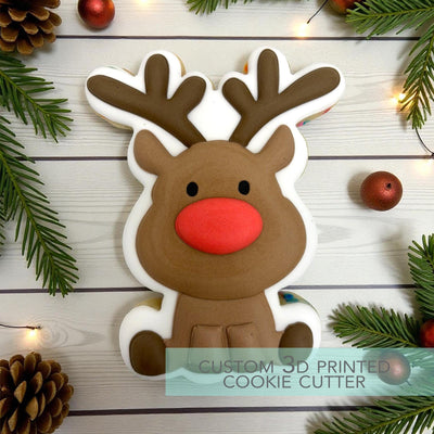 Sitting Reindeer Rudolph Cookie Cutter - Winter Christmas Cookie Cutter - 3D Printed Cookie Cutter - TCK84232