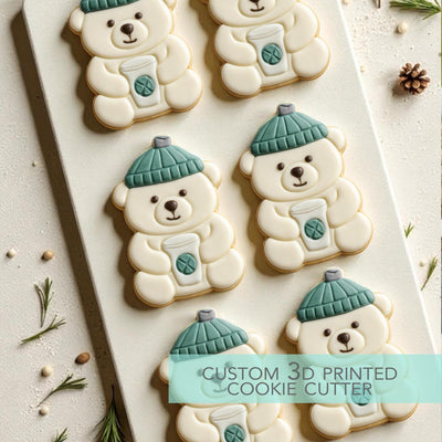 Winter Bear Coffee Cup Cookie Cutter - Christmas Cookie Cutter - 3D Printed Cookie Cutter - TCK87298