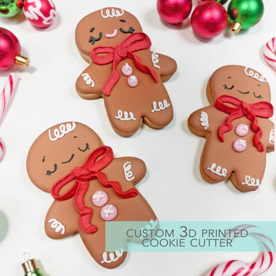 Christmas Gingerbread Boy with bow Cookie Cutter - Winter Christmas Cookie Cutter - 3D Printed Cookie Cutter - TCK84223