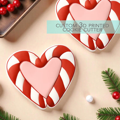 Candy Cane Heart Cookie Cutter - Winter Christmas Cookie Cutter - 3D Printed Cookie Cutter - TCK84219
